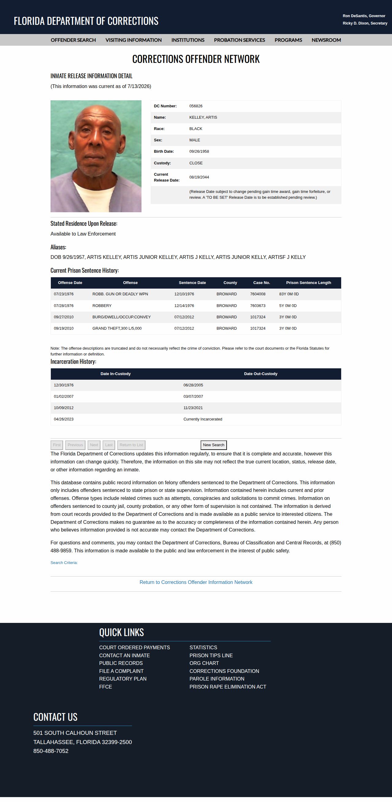 Bradford County FDC current projected release date example