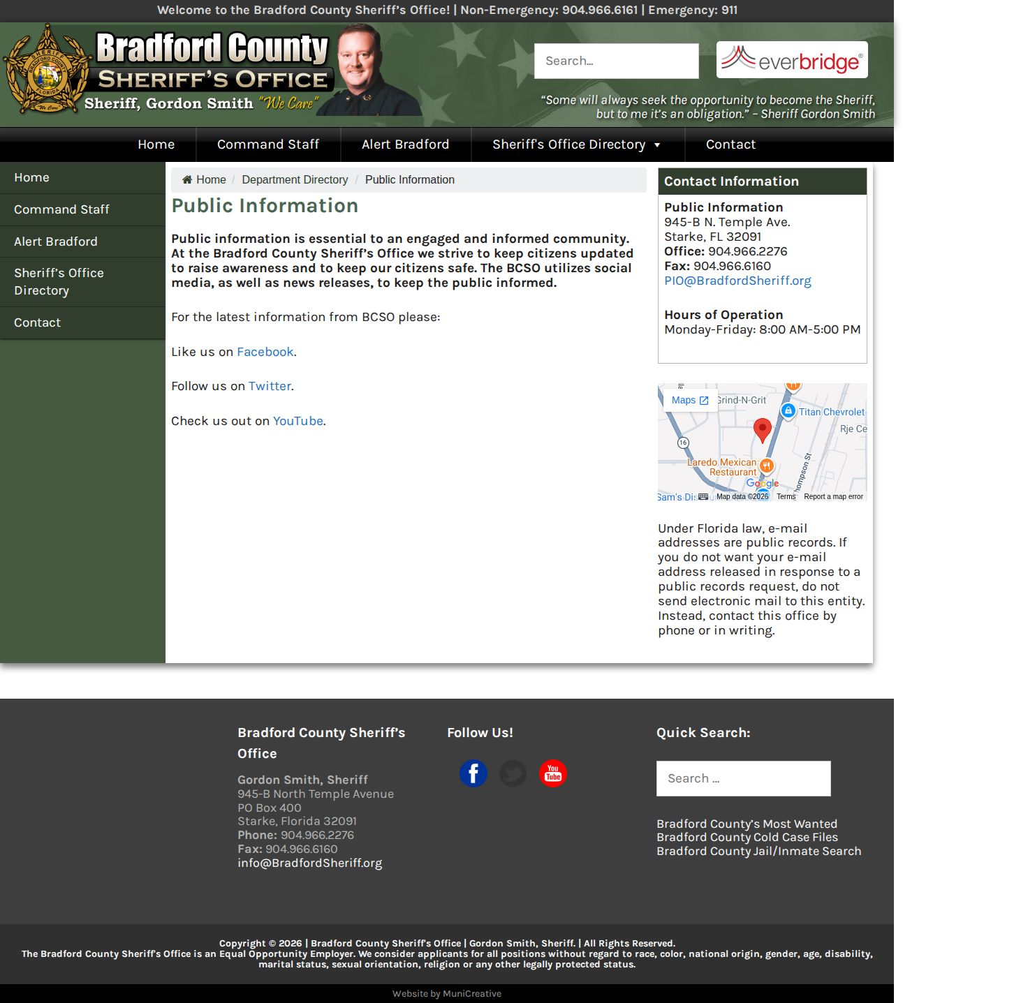 Bradford County official news sources for released inmate booking photos