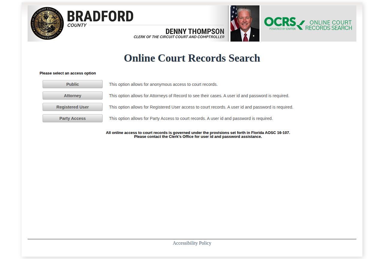 Bradford County court release record search